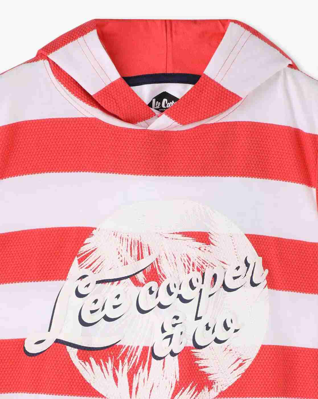 Lee Cooper | Boys Striped Regular Fit Hooded T-Shirt|2