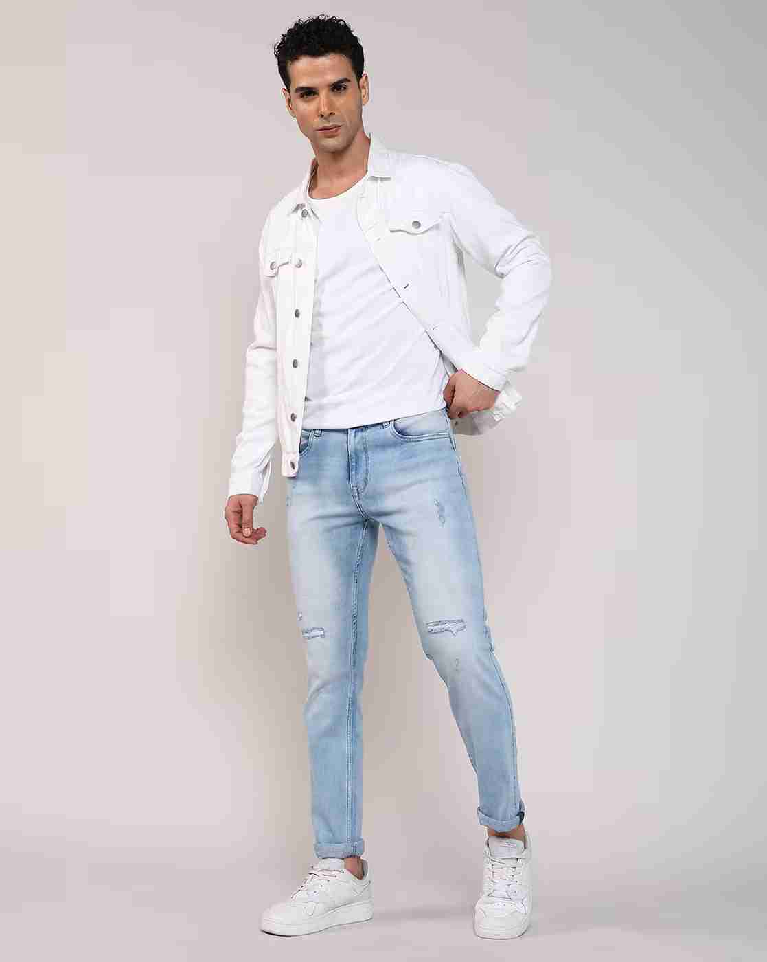 Lee Cooper | Men Lightly Washed Distressed Straight Jeans|0