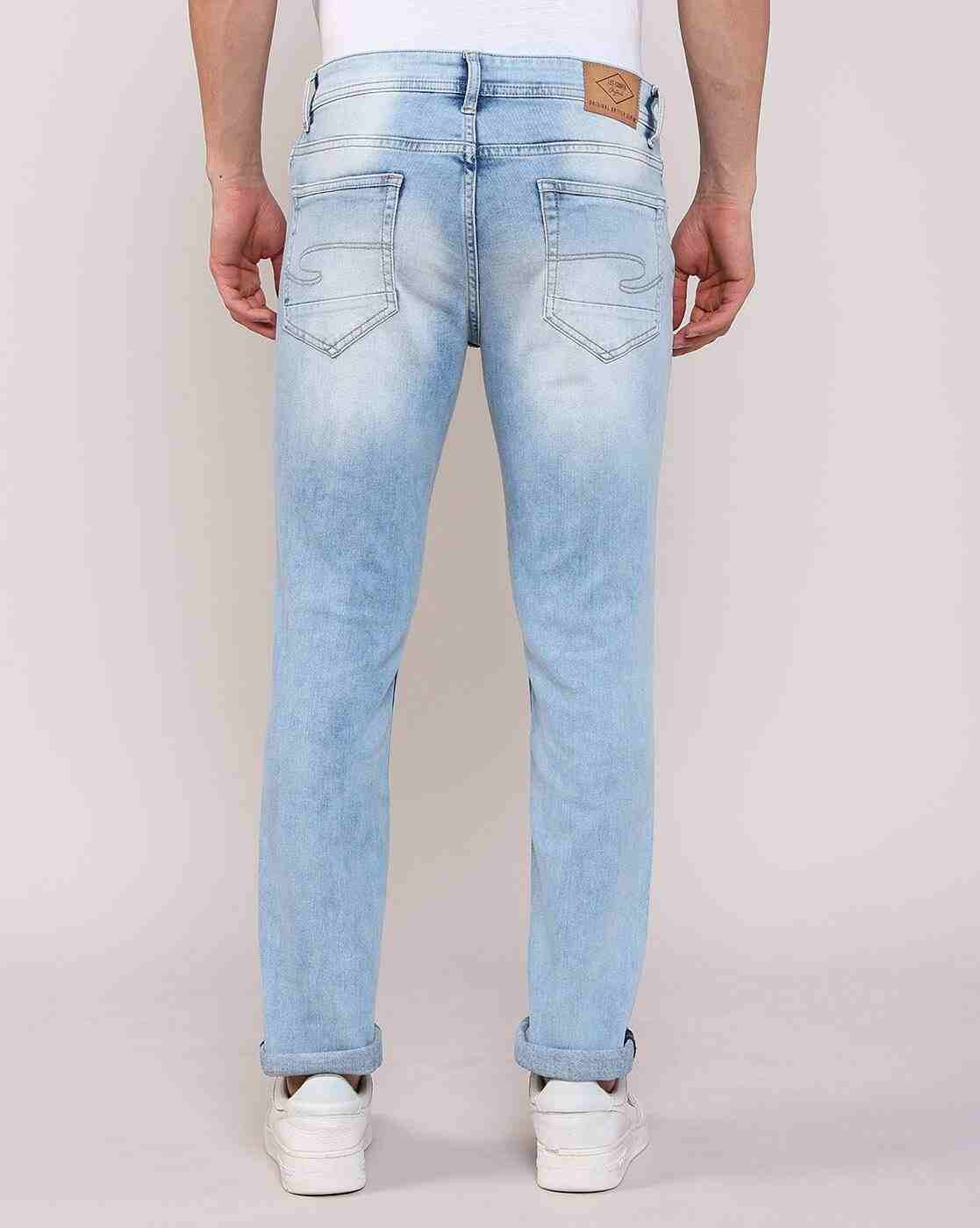 Lee Cooper | Men Lightly Washed Distressed Straight Jeans|2