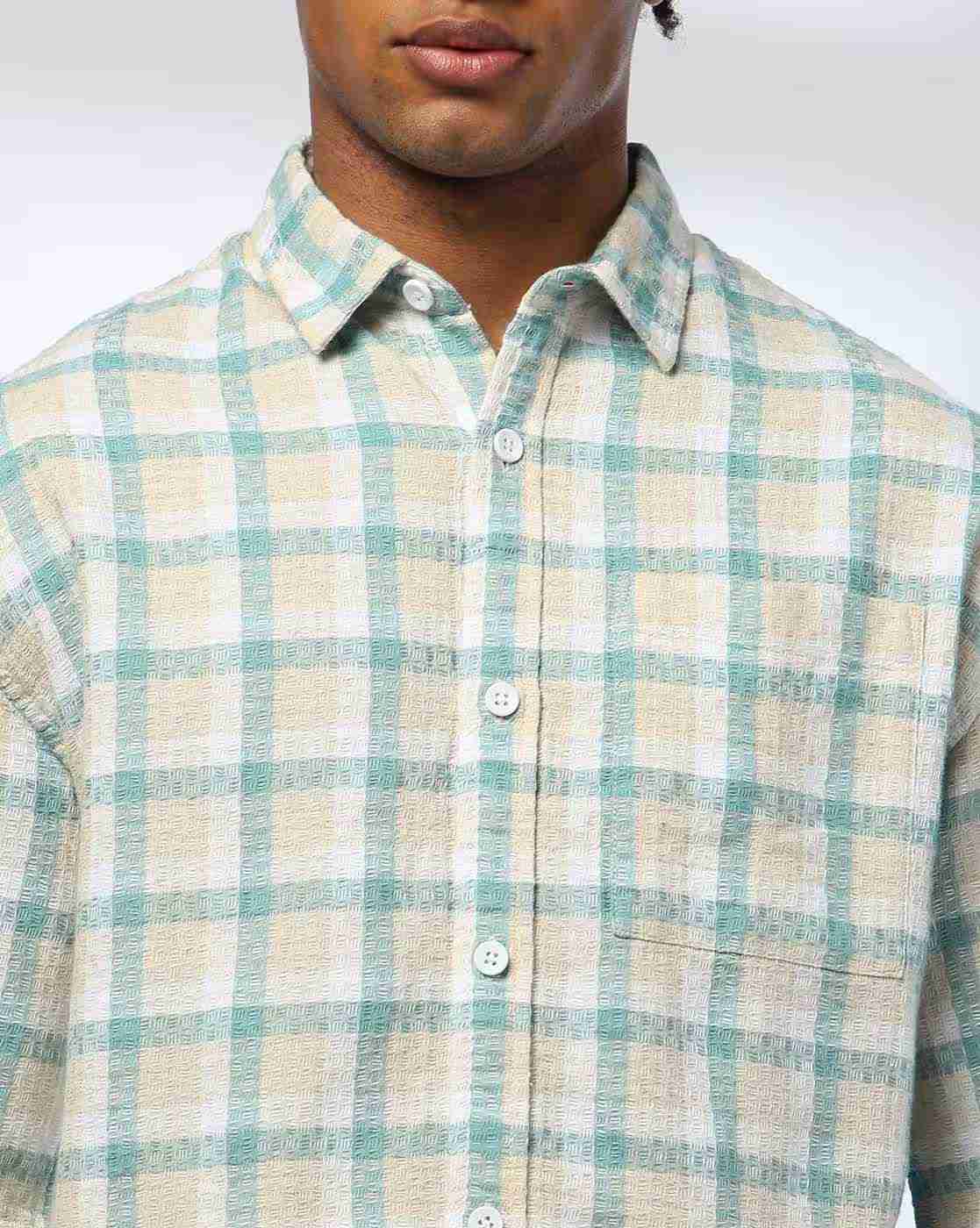 Lee Cooper | Men Checked Oversized Shirt with Patch Pocket|3