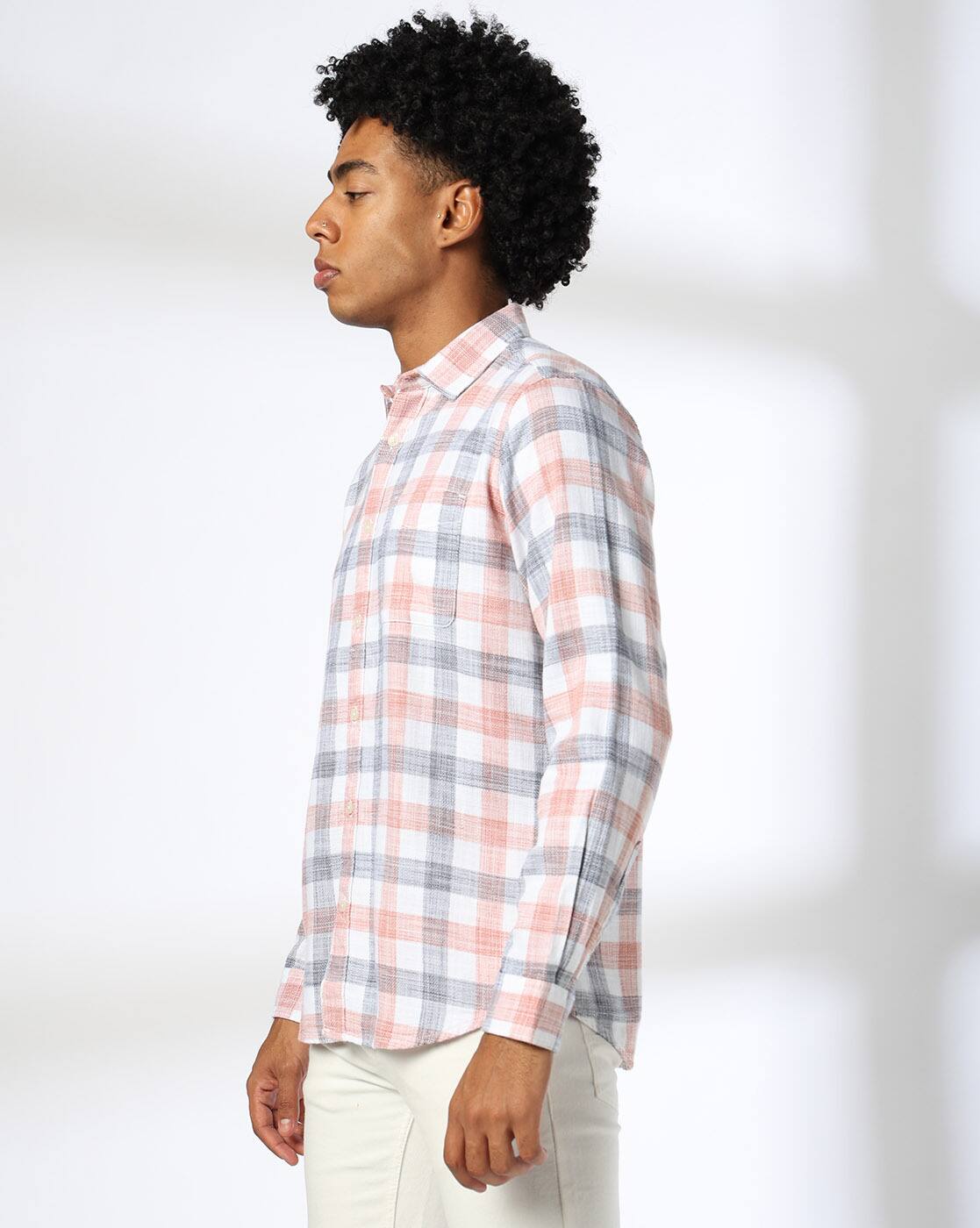 Lee Cooper | Men Checked Regular Fit Shirt with Patch Pocket|1