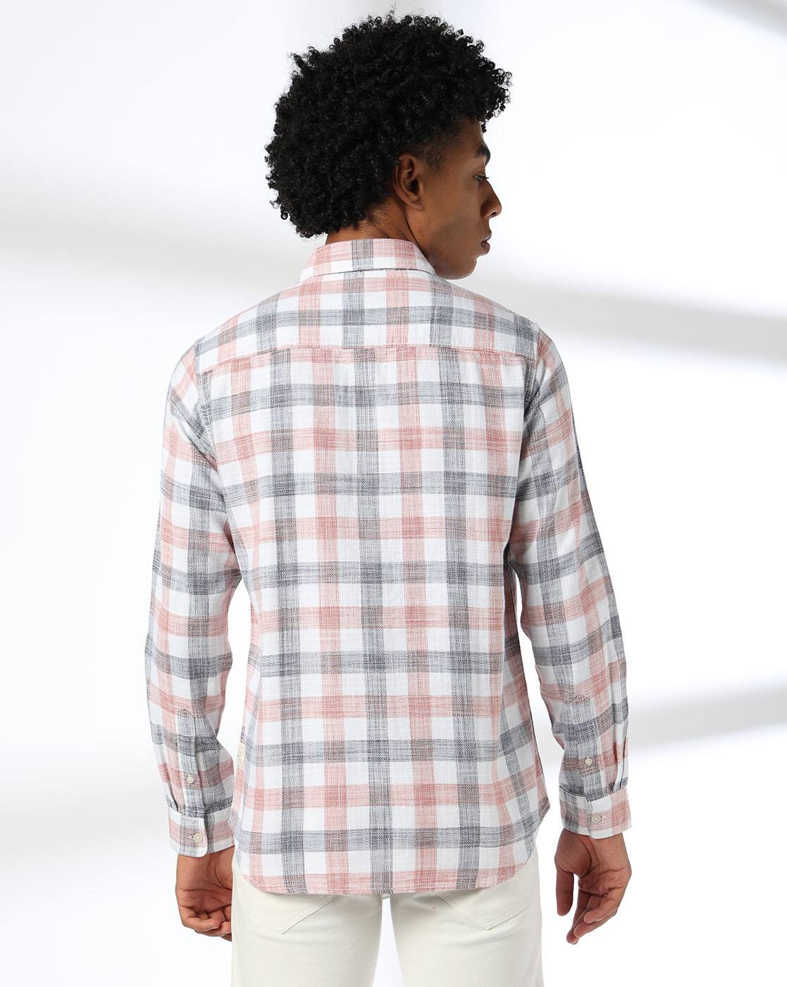 Lee Cooper | Men Checked Regular Fit Shirt with Patch Pocket|2