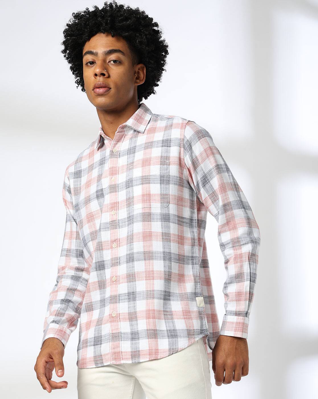 Lee Cooper | Men Checked Regular Fit Shirt with Patch Pocket|3