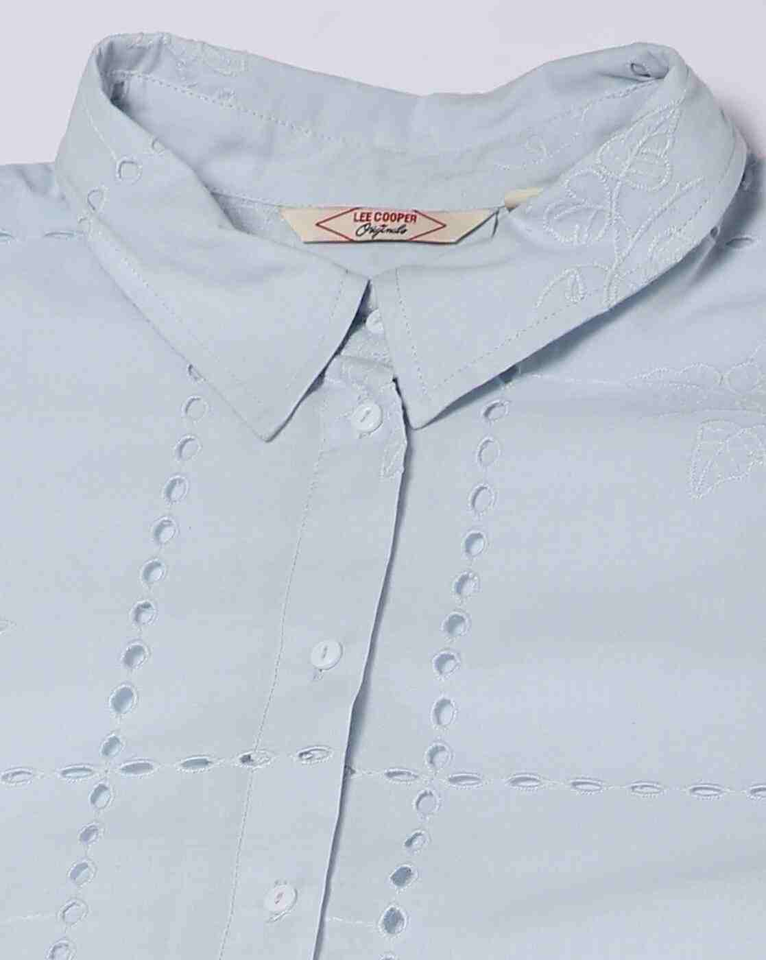 Lee Cooper | Women Schiffli Embroidered Boxy Fit Shirt|4