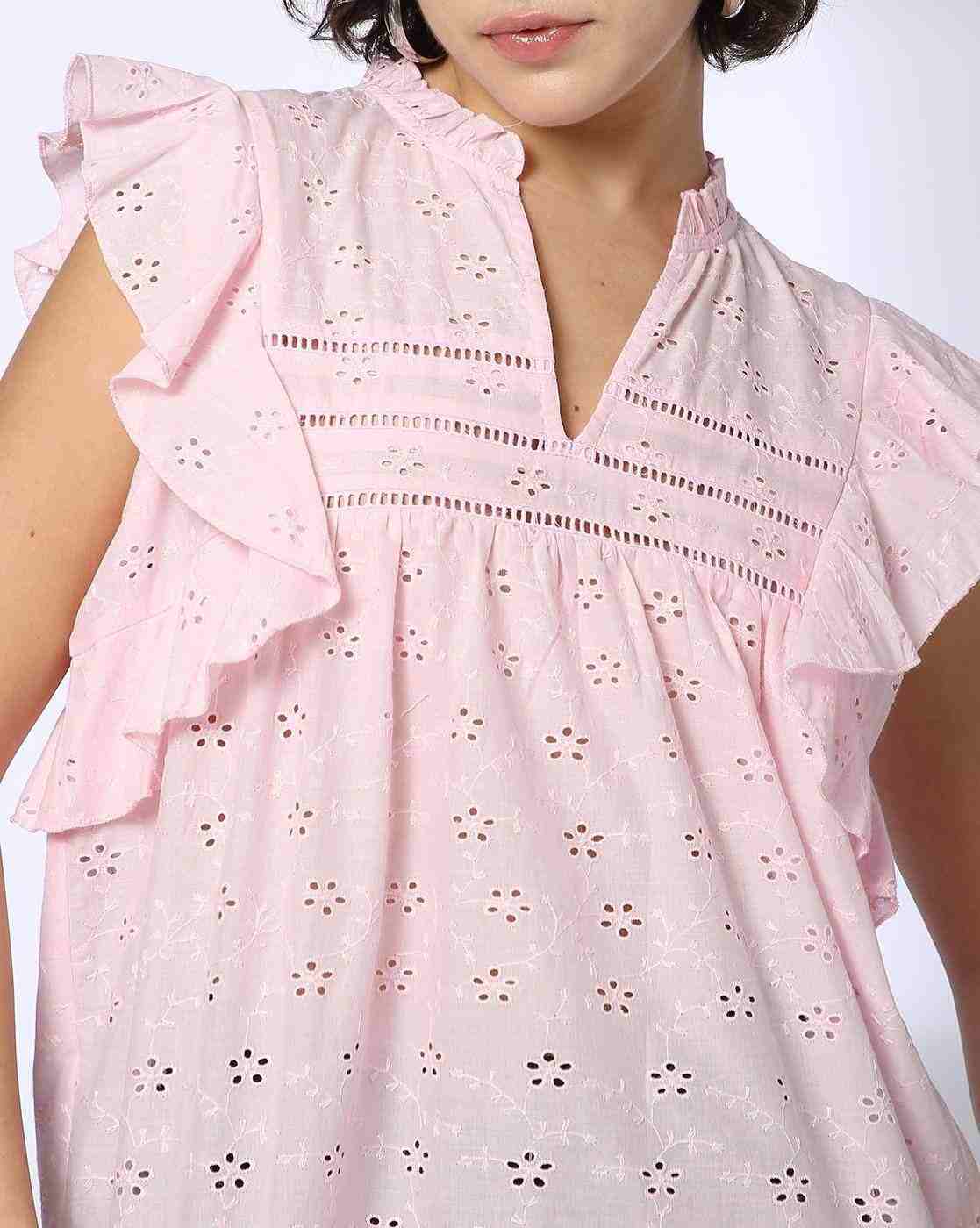 Lee Cooper | Schiffli blouse, pink, xs|3