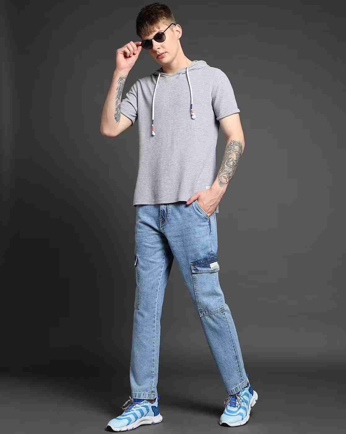 Lee Cooper | Men Mid-Wash Regular Fit Cotton Cargo Pants|0