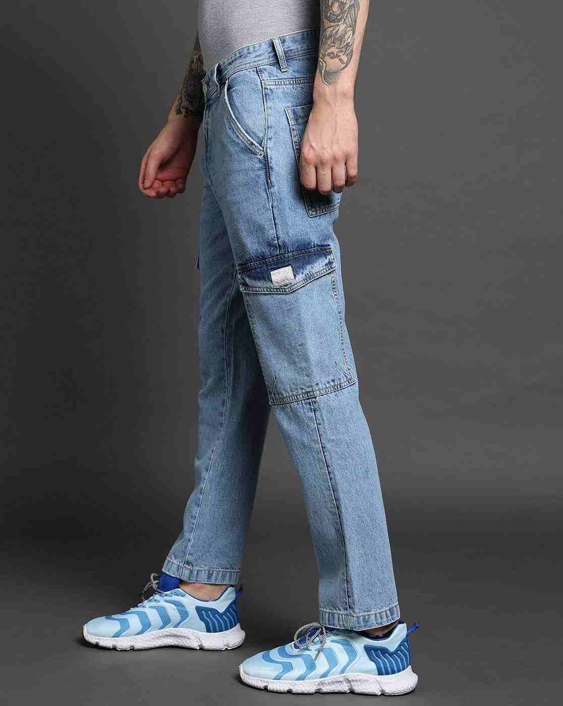 Lee Cooper | Men Mid-Wash Regular Fit Cotton Cargo Pants|1