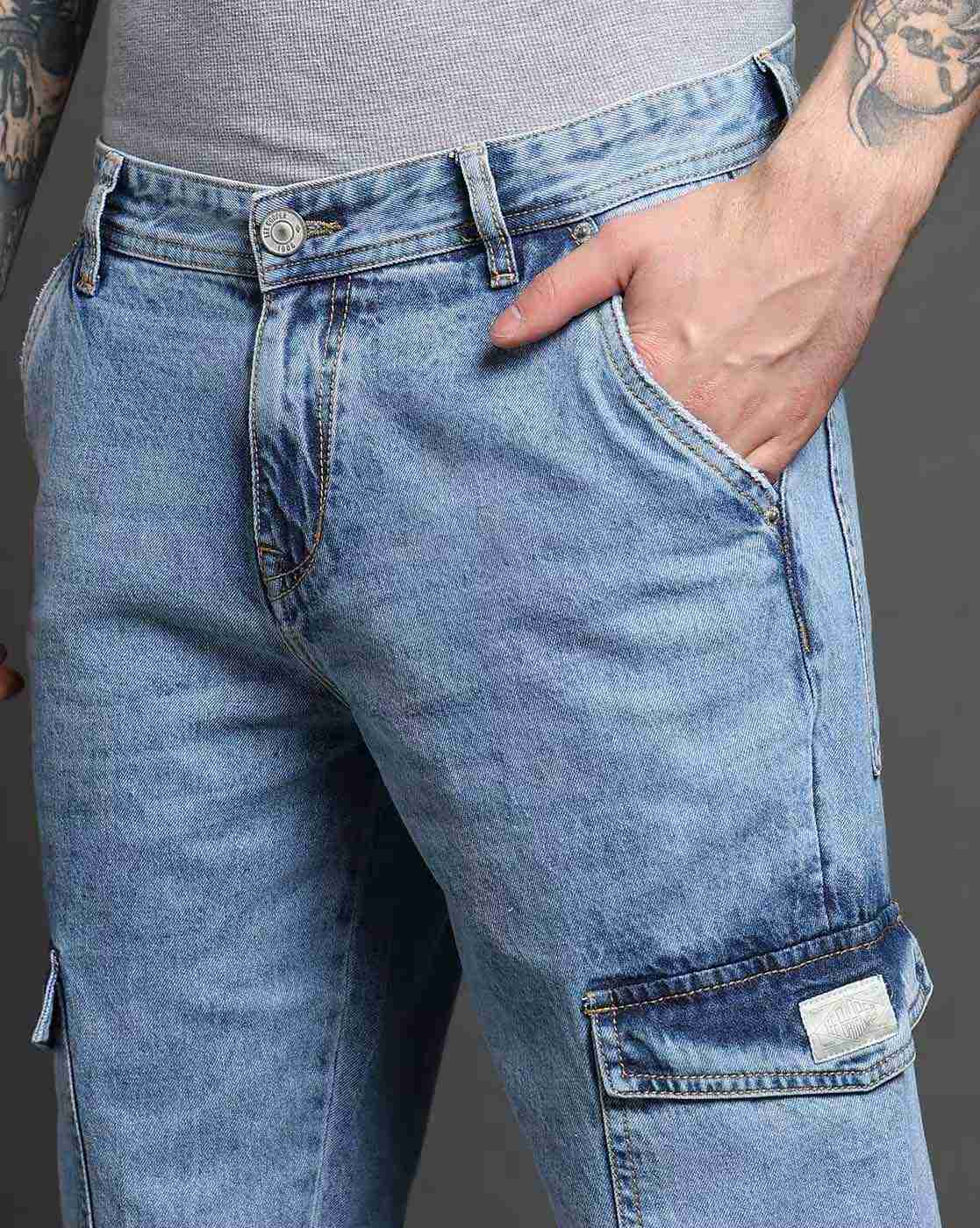 Lee Cooper | Men Mid-Wash Regular Fit Cotton Cargo Pants|4