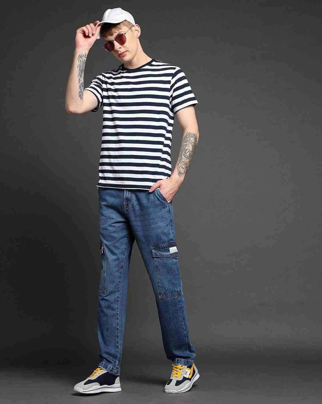 Lee Cooper | Men Lightly Washed Regular Fit Cotton Cargo Pants|0