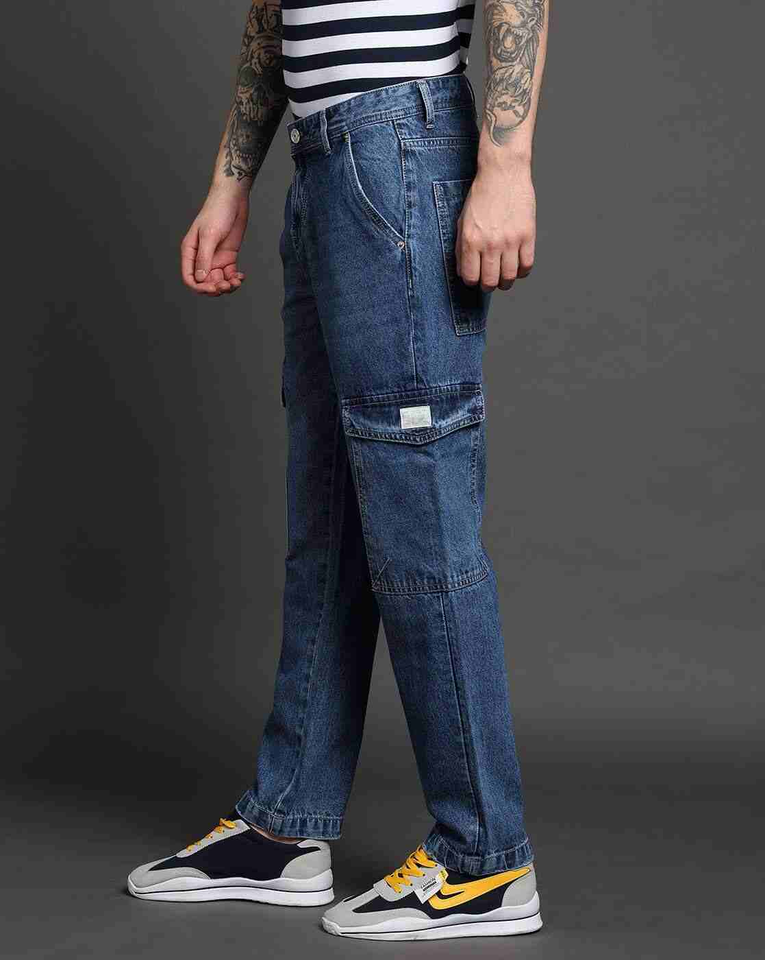 Lee Cooper | Men Lightly Washed Regular Fit Cotton Cargo Pants|1