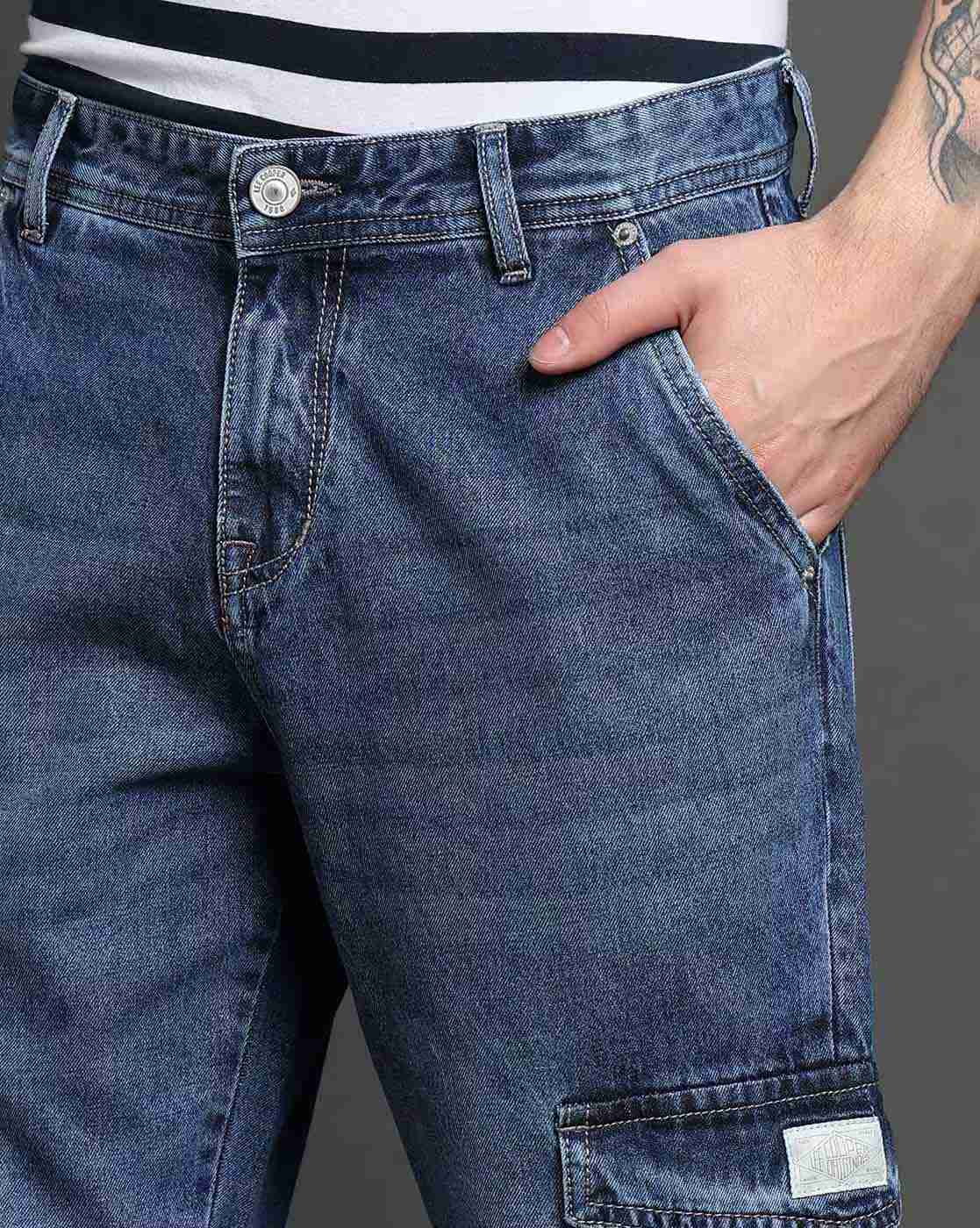 Lee Cooper | Men Lightly Washed Regular Fit Cotton Cargo Pants|4