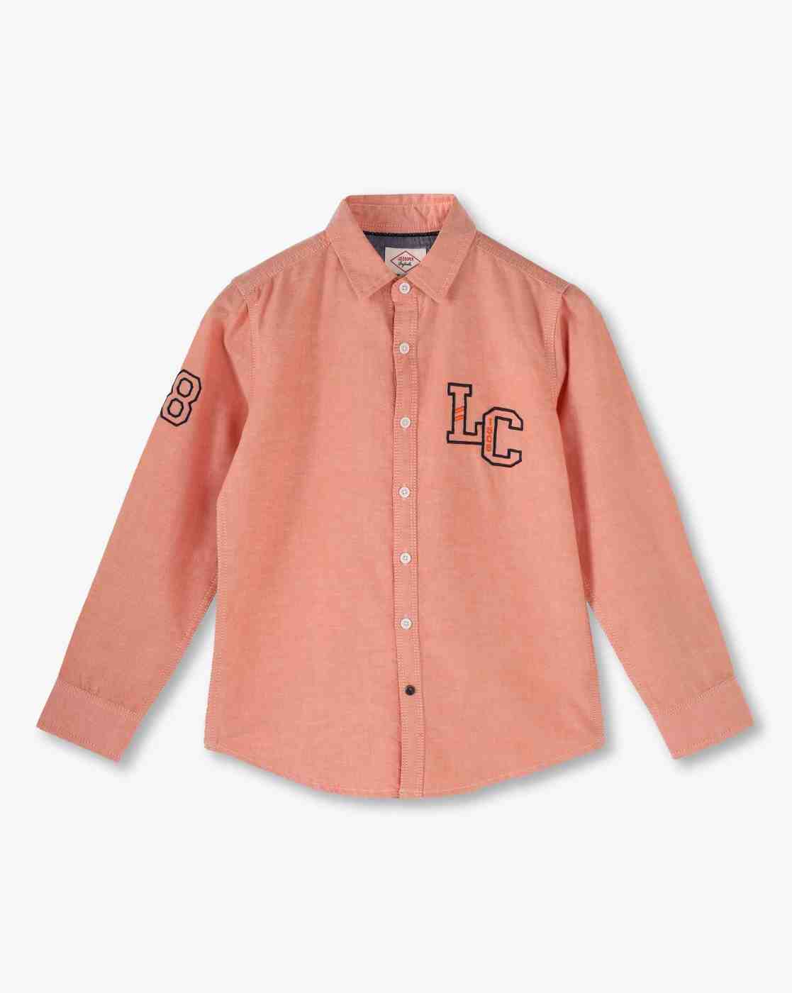 Boys Embroidered Typographic Slim Fit Shirt