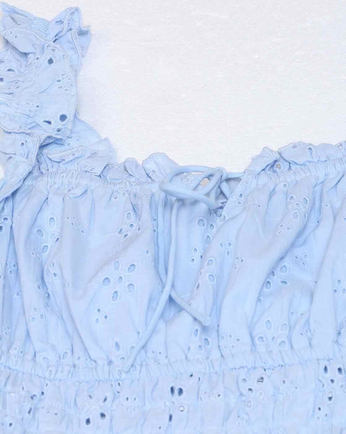 Lee Cooper | Schiffli top with smocking, blue, s|5