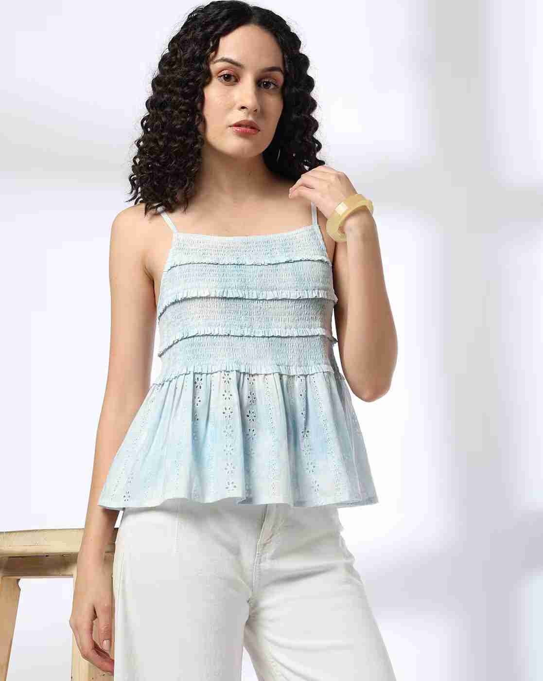 Lee Cooper | Women Embroidered Regular Fit Flared Top|0