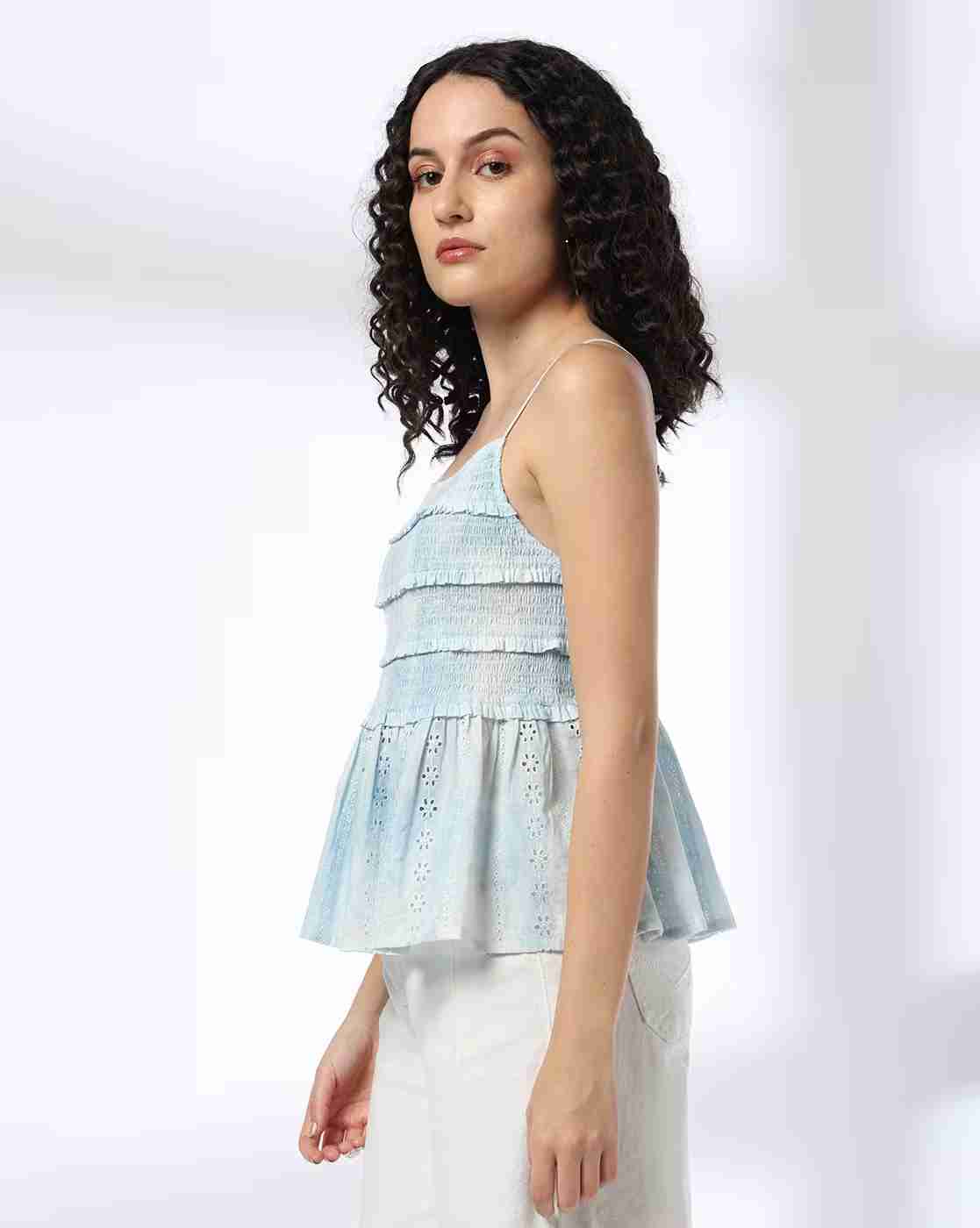 Lee Cooper | Women Embroidered Regular Fit Flared Top|1
