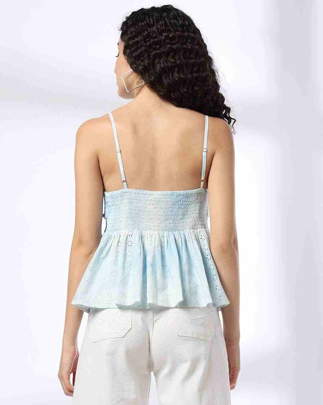 Lee Cooper | Women Embroidered Regular Fit Flared Top|2