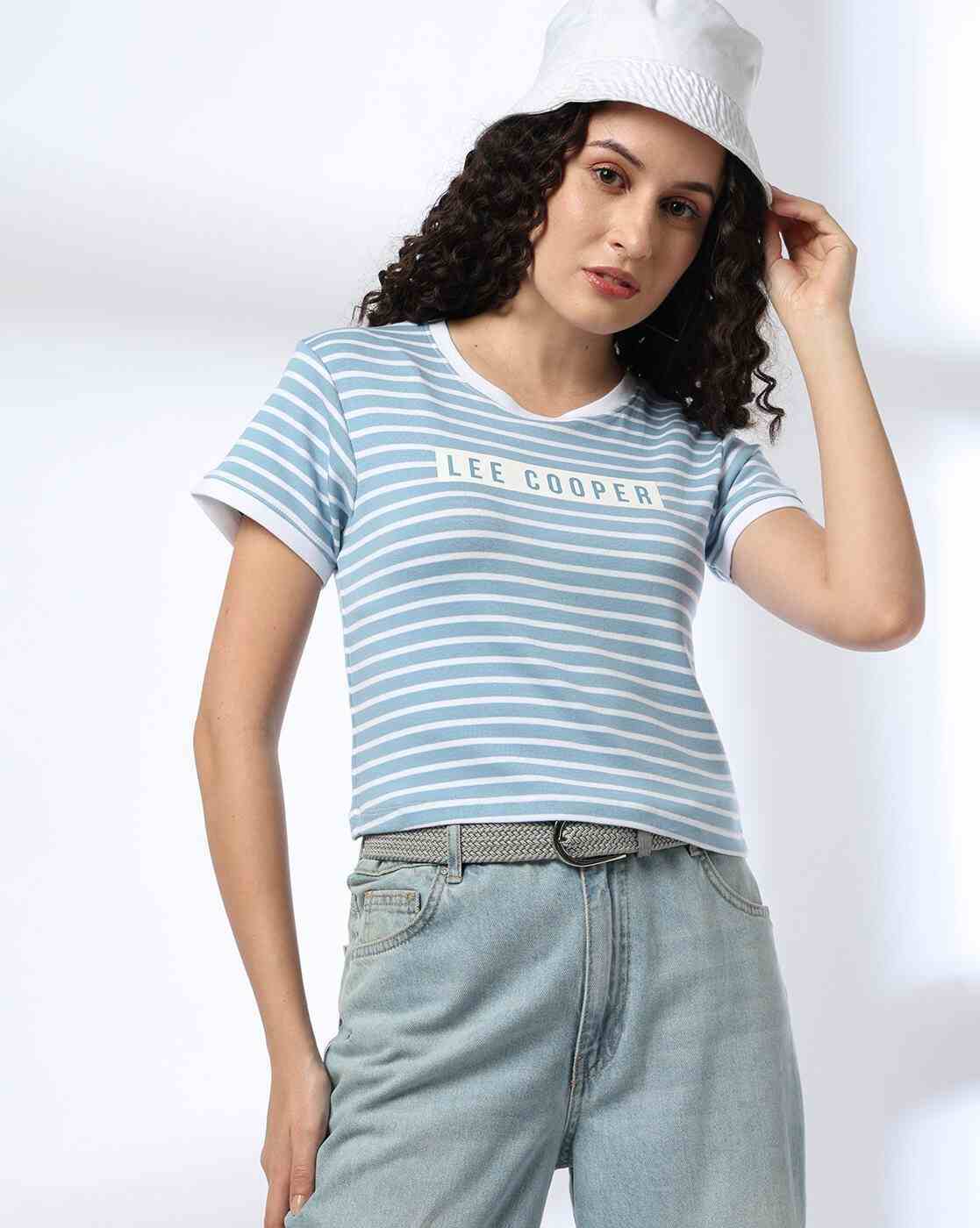 Lee Cooper | Women Striped Regular Fit Crew-Neck T-Shirt|0