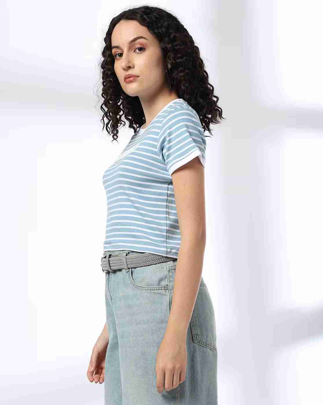 Lee Cooper | Women Striped Regular Fit Crew-Neck T-Shirt|1