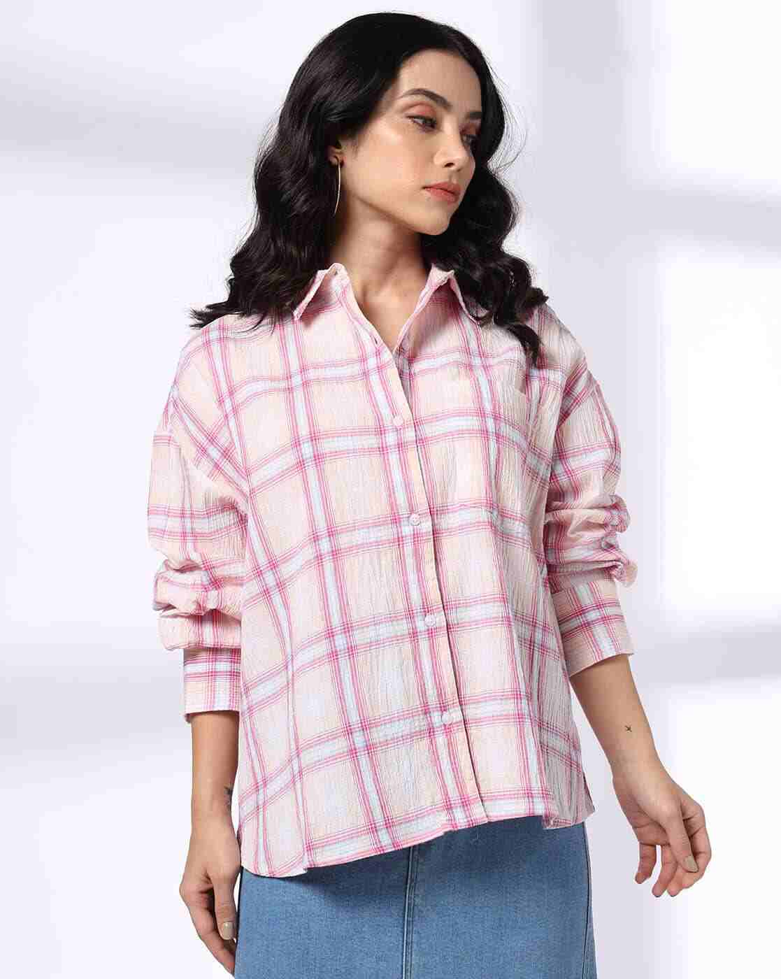 Lee Cooper | Women Plaid Check Oversized Shirt|0