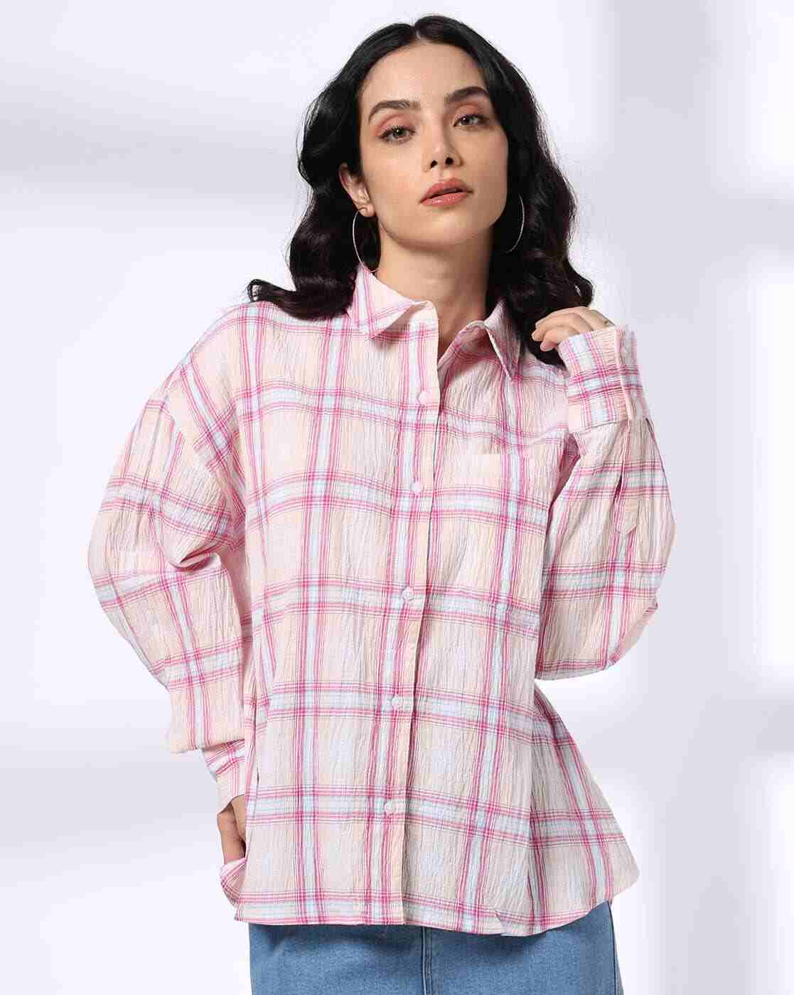 Lee Cooper | Women Plaid Check Oversized Shirt|1