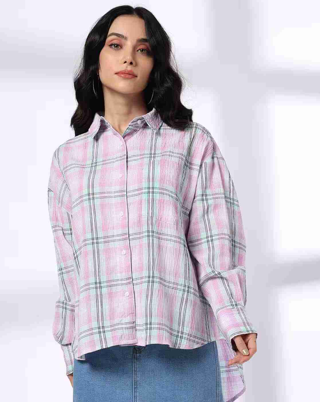 Lee Cooper | Women Checked Oversized Fit Shirt|1
