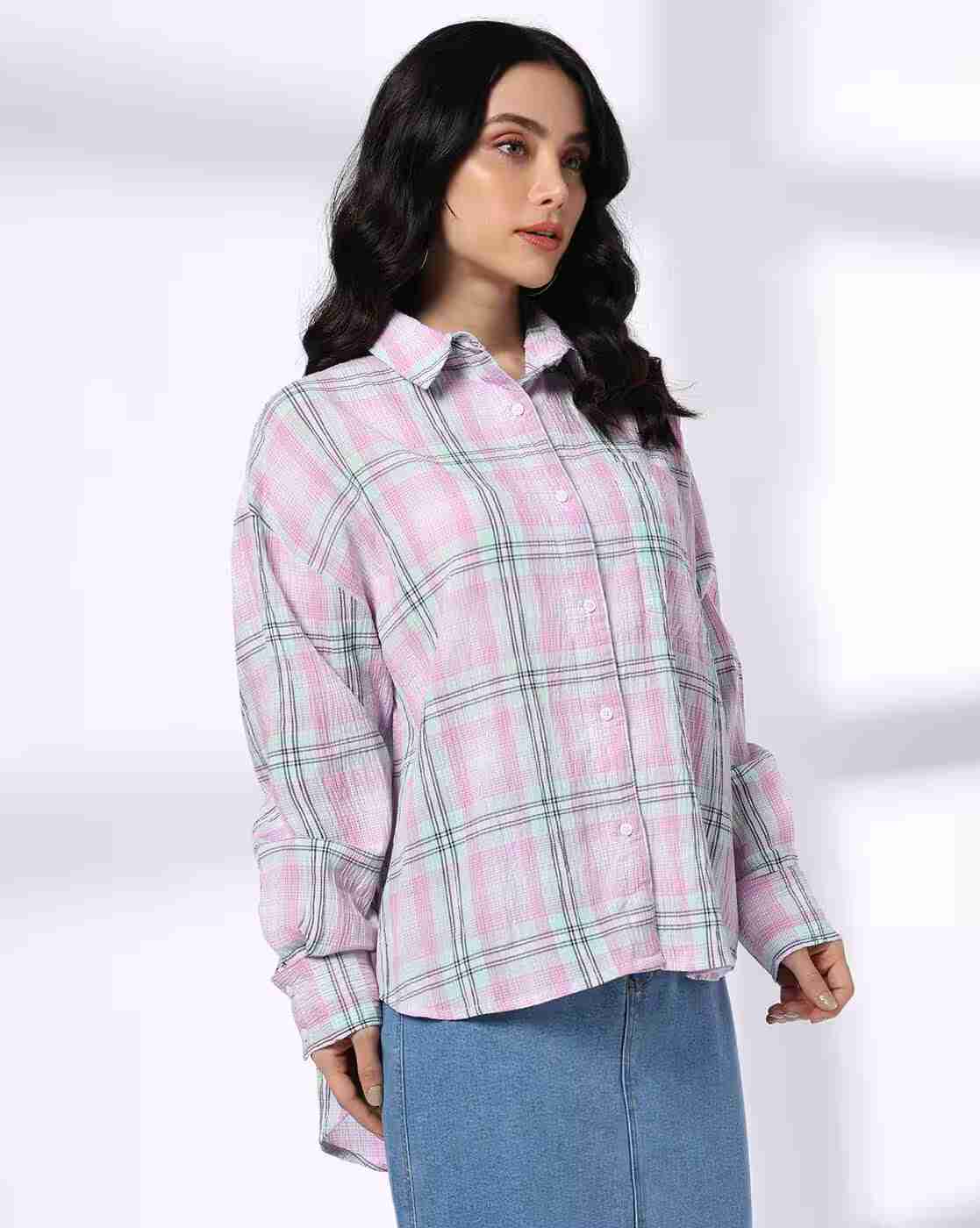 Lee Cooper | Women Checked Oversized Fit Shirt|2