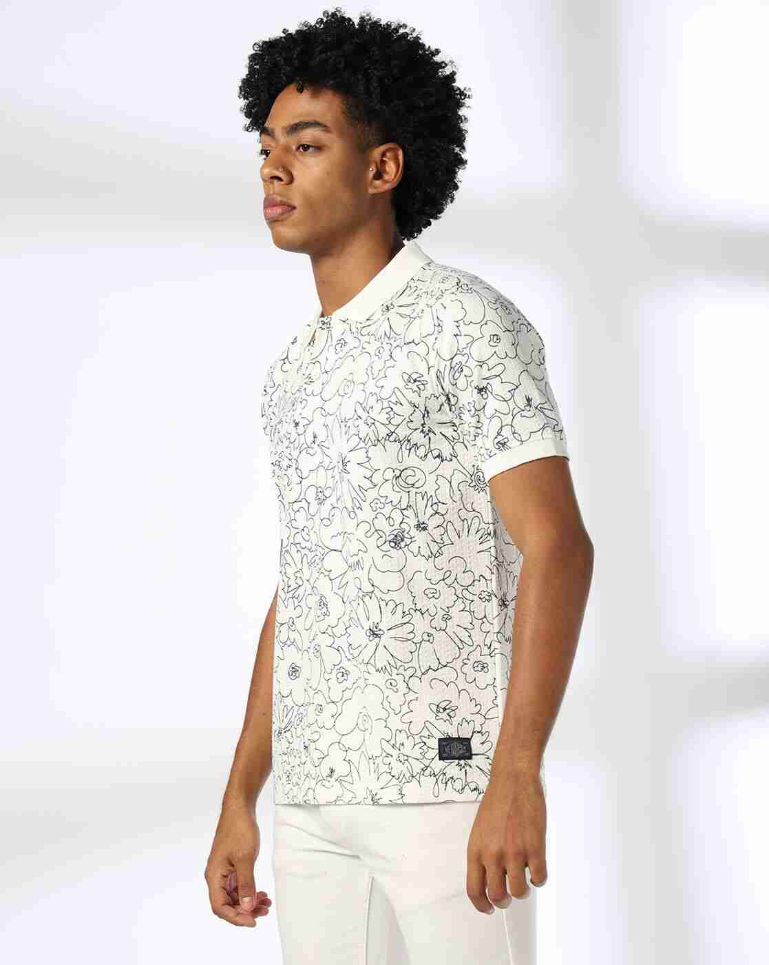 Lee Cooper | Men Floral Print Oversized Polo T-Shirt