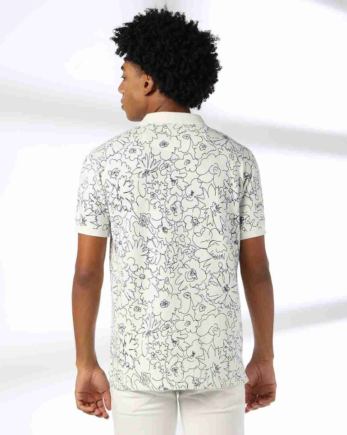 Lee Cooper | Men Floral Print Oversized Polo T-Shirt|2