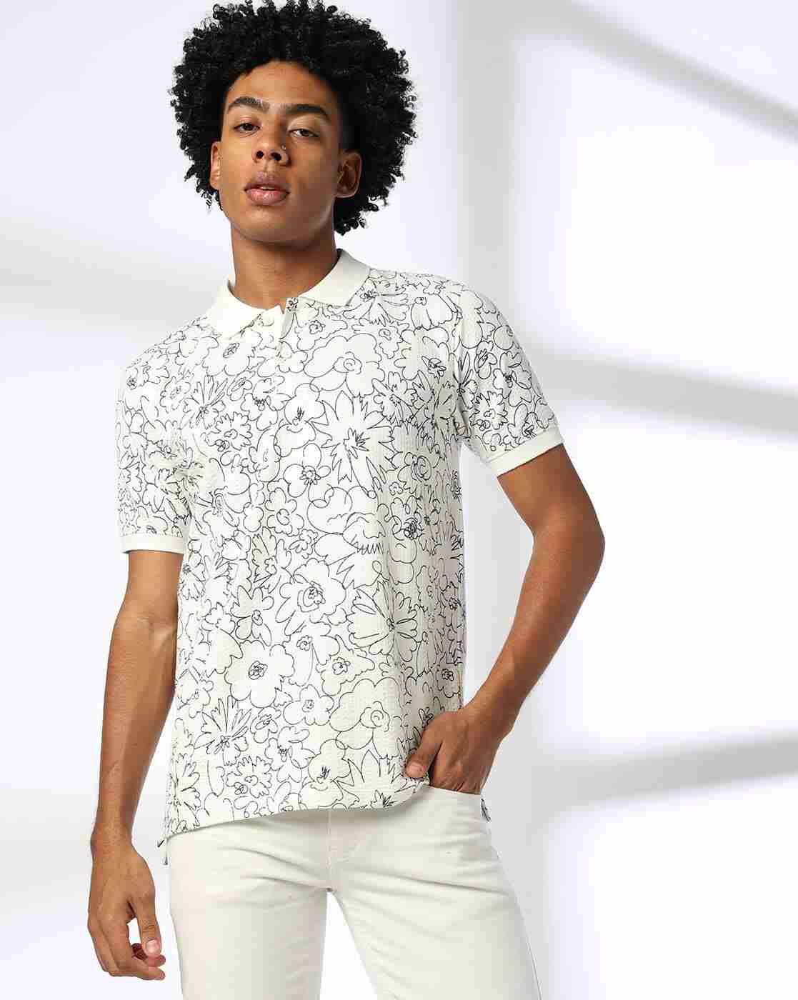 Lee Cooper | Men Floral Print Oversized Polo T-Shirt|3