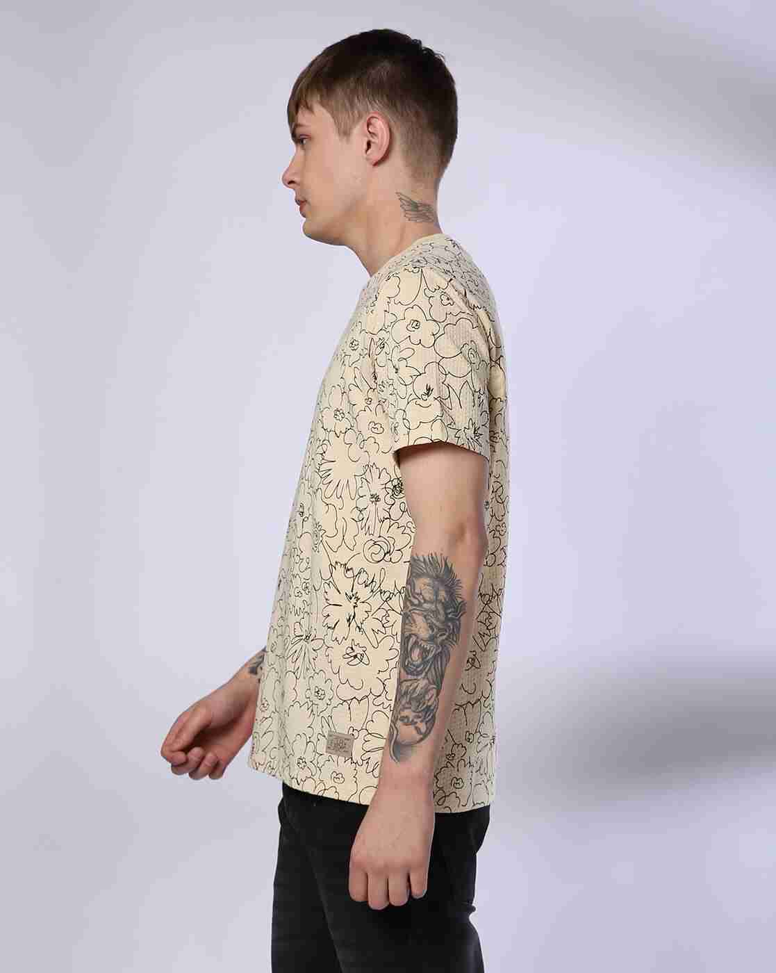 Lee Cooper | Men Floral Print Oversized Crew-Neck T-Shirt