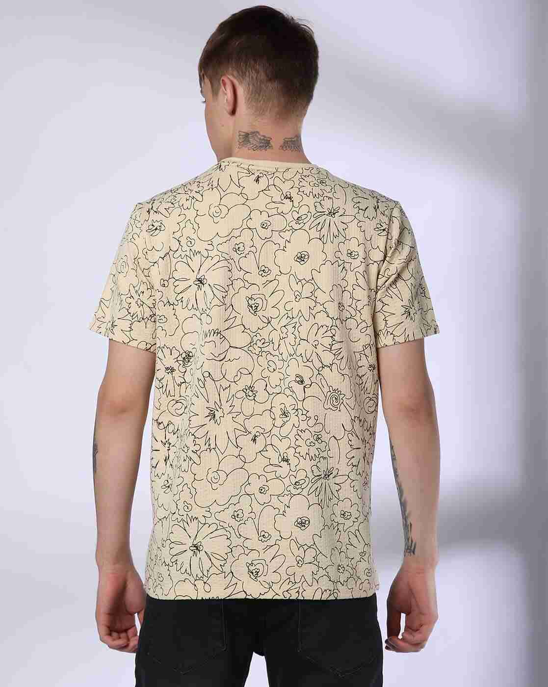 Lee Cooper | Men Floral Print Oversized Crew-Neck T-Shirt|2