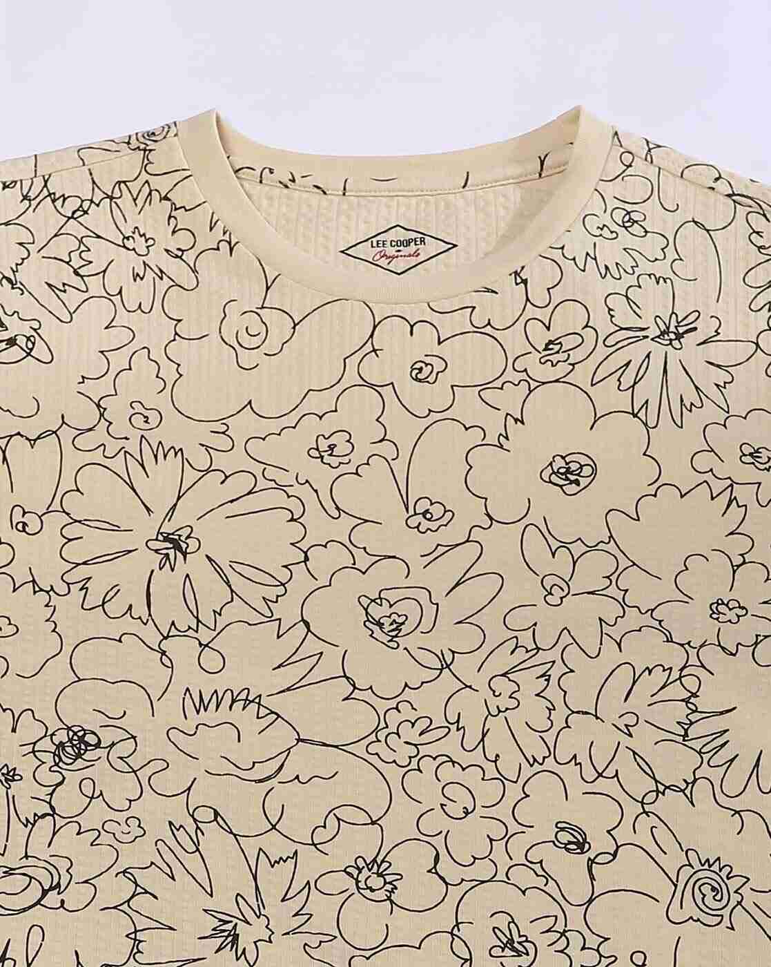 Lee Cooper | Men Floral Print Oversized Crew-Neck T-Shirt|4