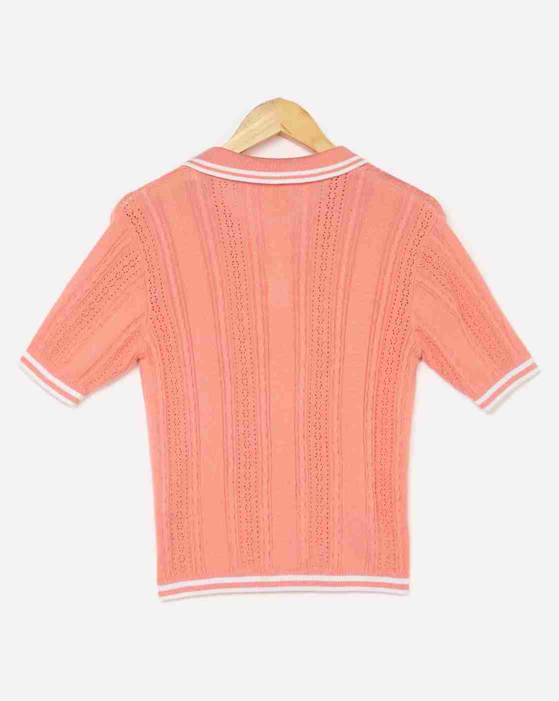 Lee Cooper | Women Self-Striped Regular Fit Polo T-Shirt|1