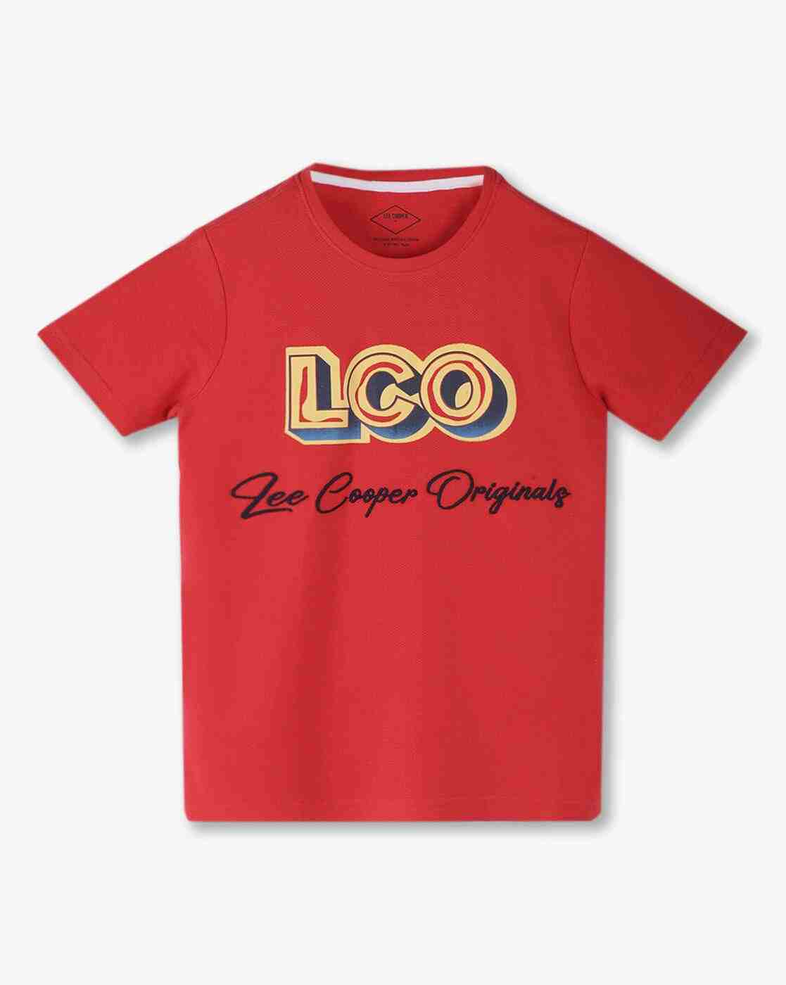 Lee Cooper | Boys Logo Print Regular Fit Round-Neck T-Shirt|0