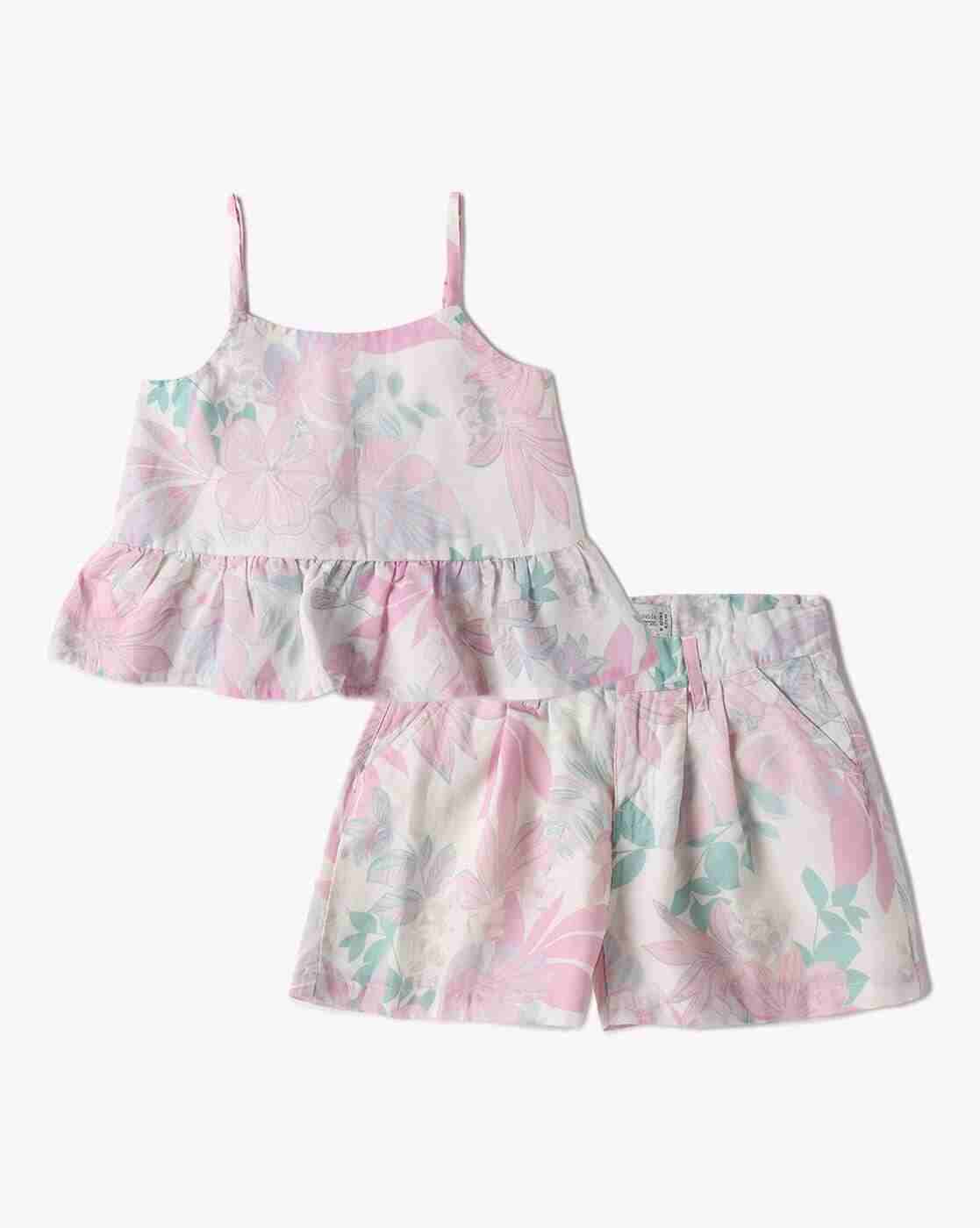 Lee Cooper | Girls Floral Print Peplum Top & Shorts Set|0