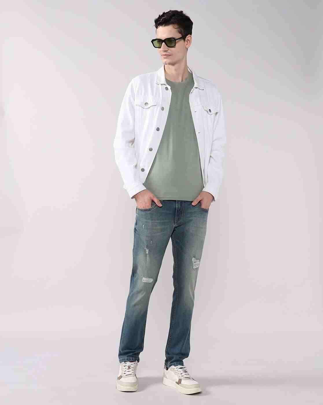Lee Cooper | Men Lightly Washed Distressed Slim Fit Jeans|0