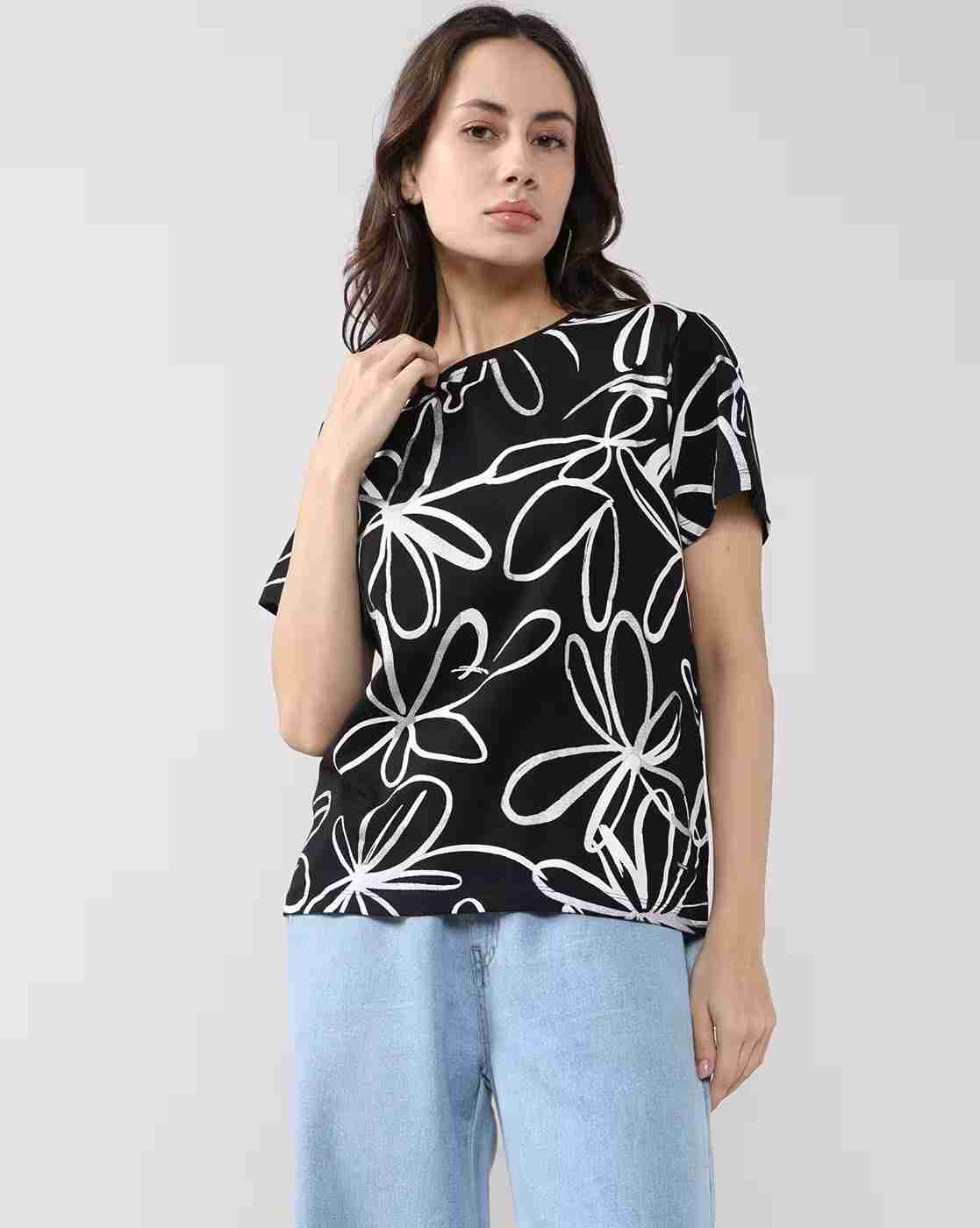 Lee Cooper | Women Floral Print Regular Fit Crew-Neck T-Shirt|0