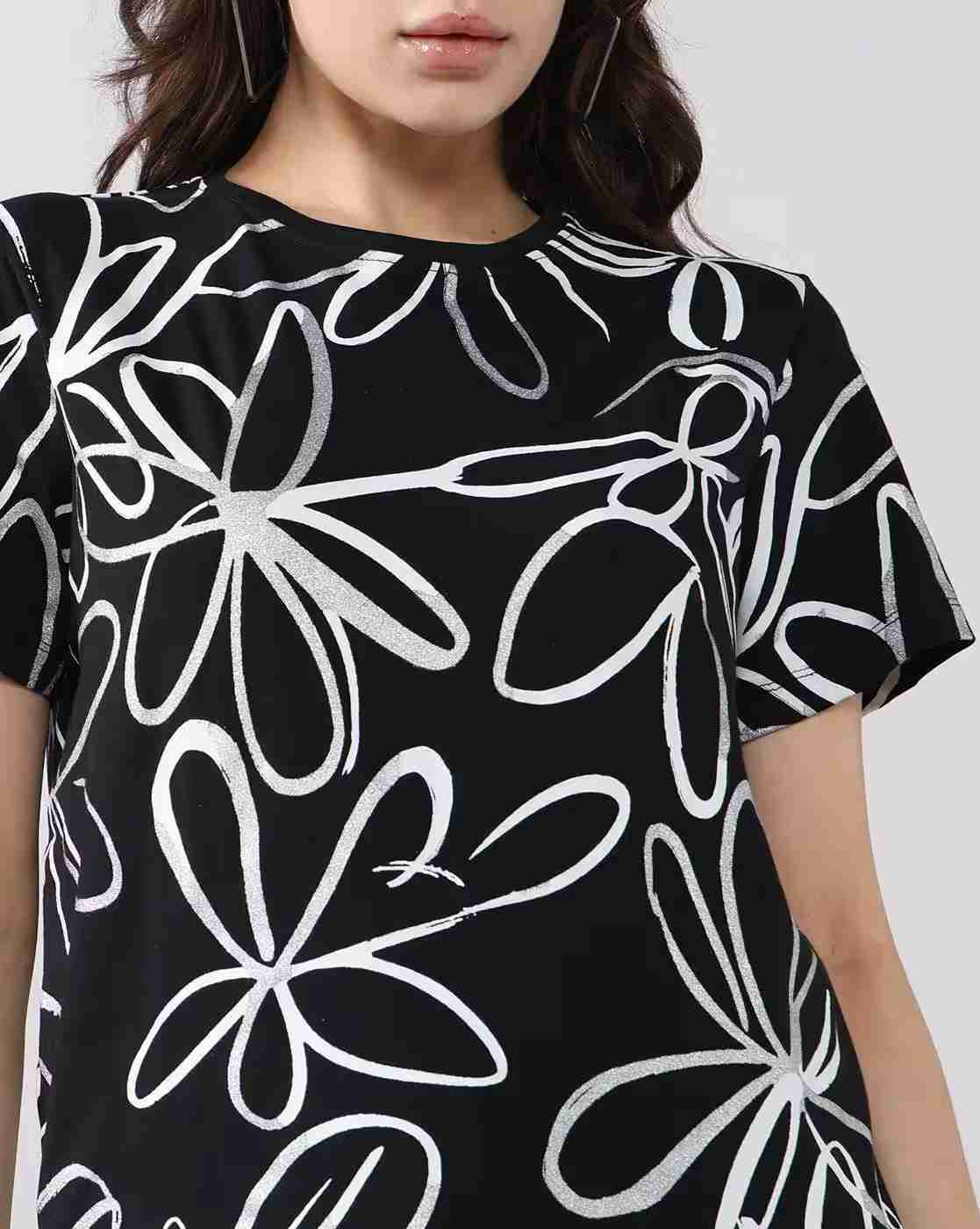 Lee Cooper | Women Floral Print Regular Fit Crew-Neck T-Shirt|4