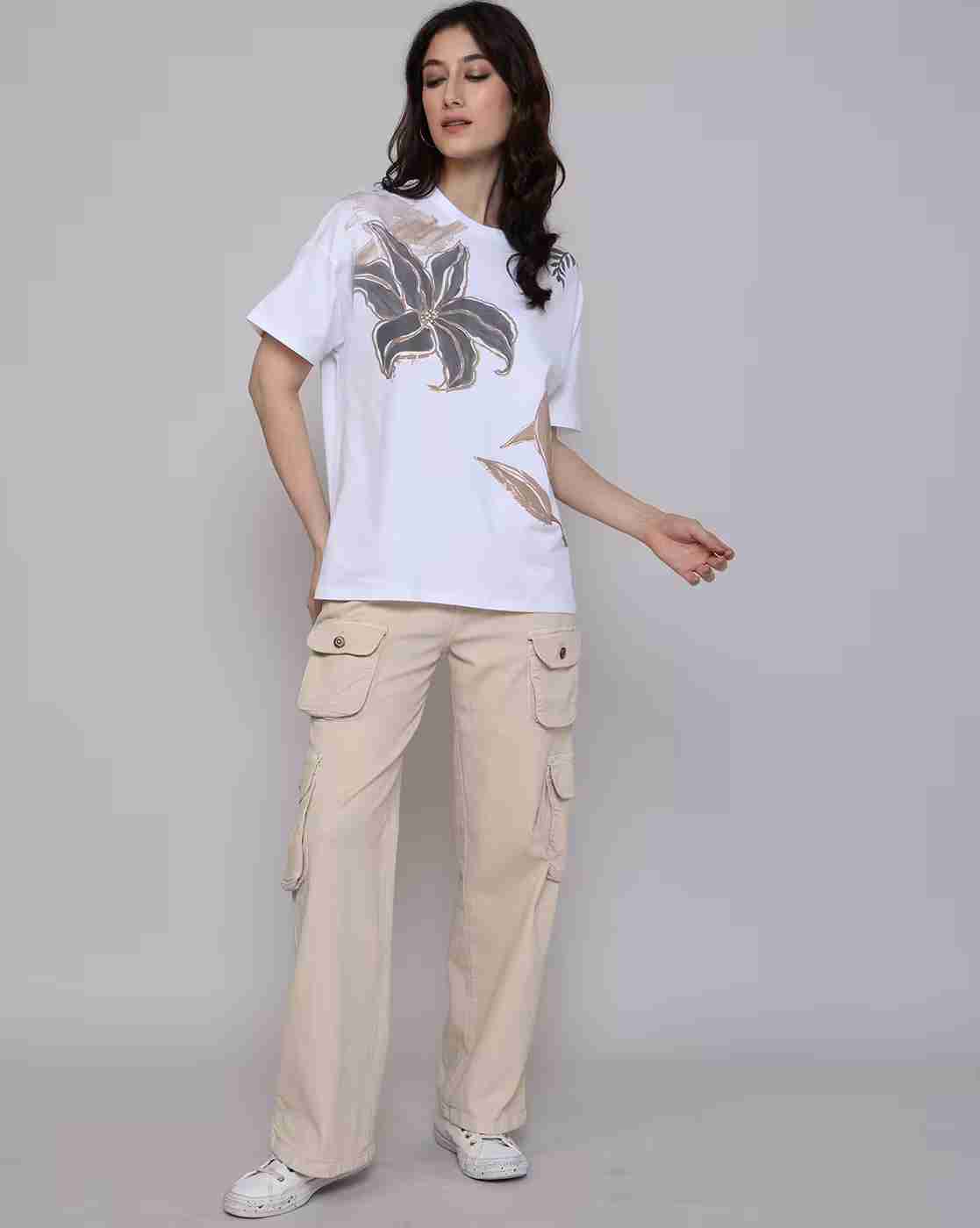 Lee Cooper | Women Floral Print Regular Fit Crew-Neck T-Shirt|3