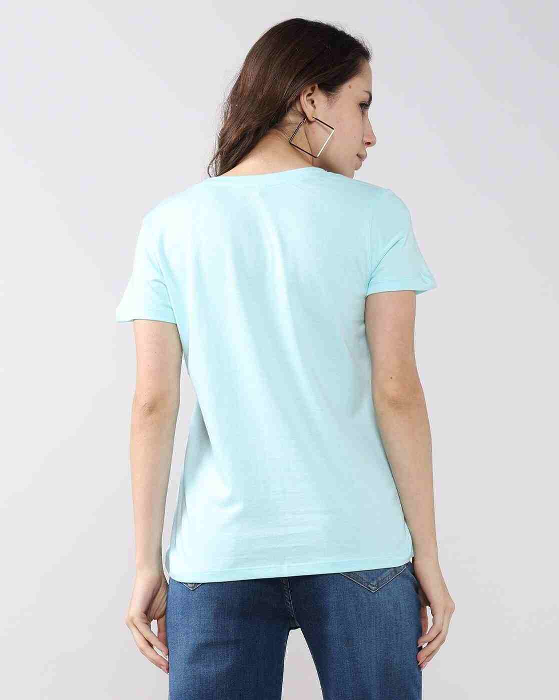 Lee Cooper | Women Brand Embossed Print Regular Fit Round-Neck T-Shirt|2