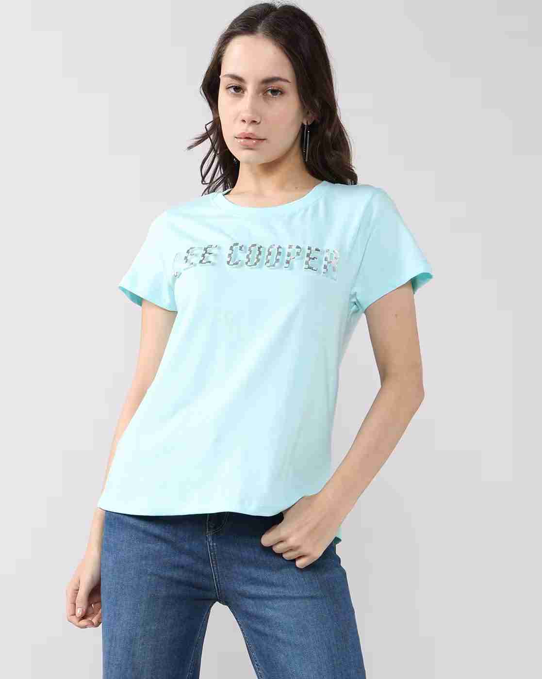 Lee Cooper | Women Brand Embossed Print Regular Fit Round-Neck T-Shirt|3