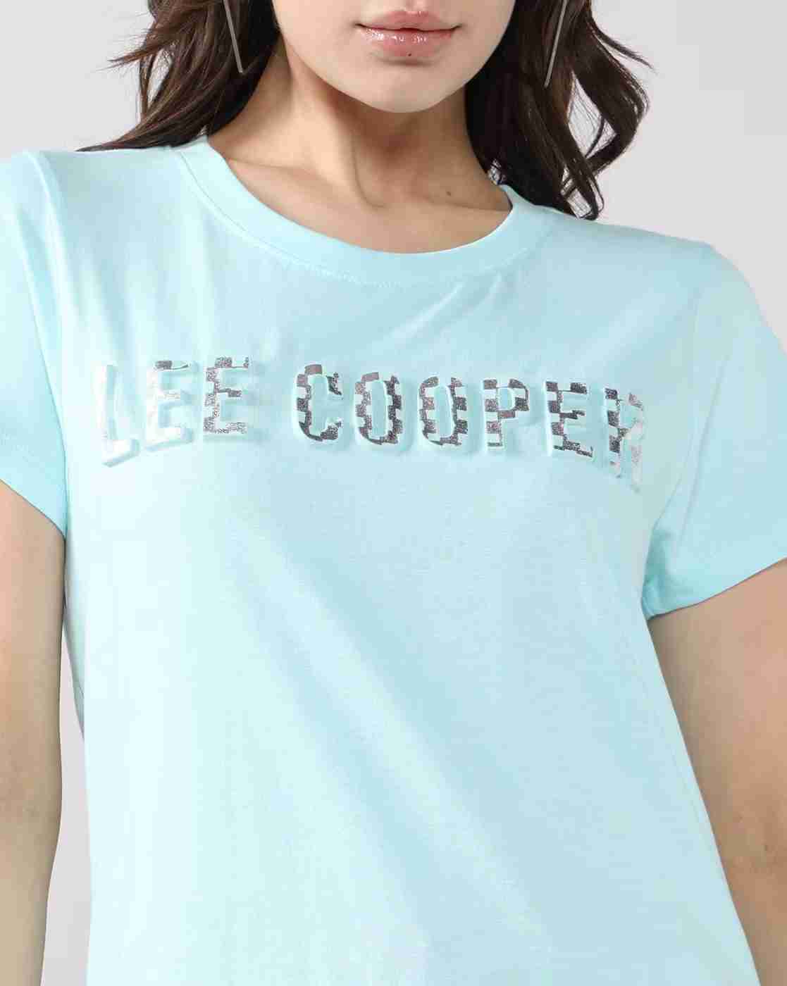 Lee Cooper | Women Brand Embossed Print Regular Fit Round-Neck T-Shirt|4