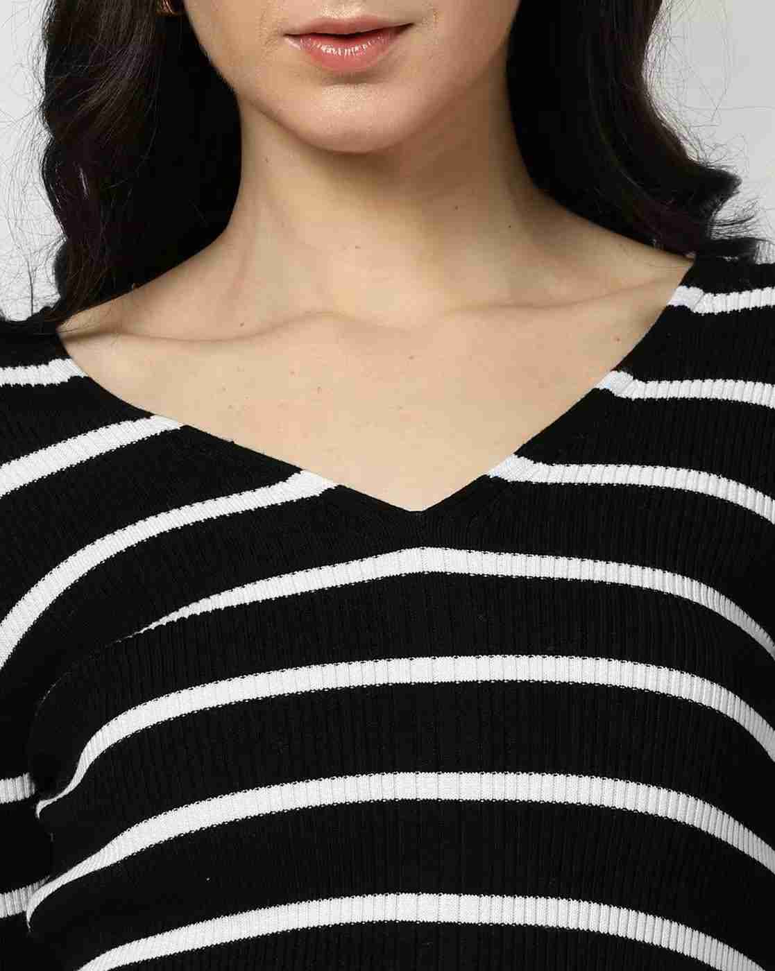 Lee Cooper | Women Striped Regular Fit V-Neck T-Shirt|4