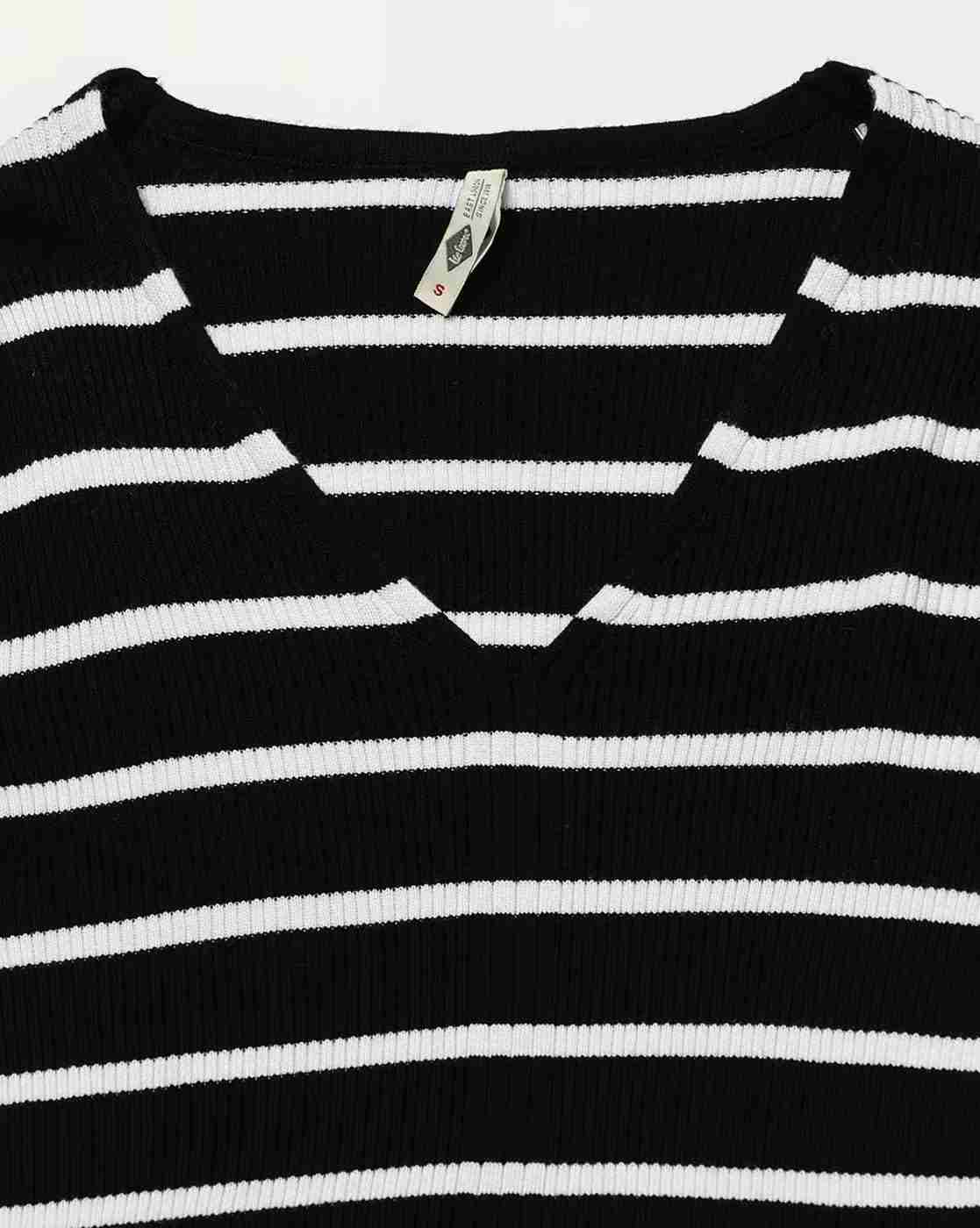 Lee Cooper | Women Striped Regular Fit V-Neck T-Shirt|5