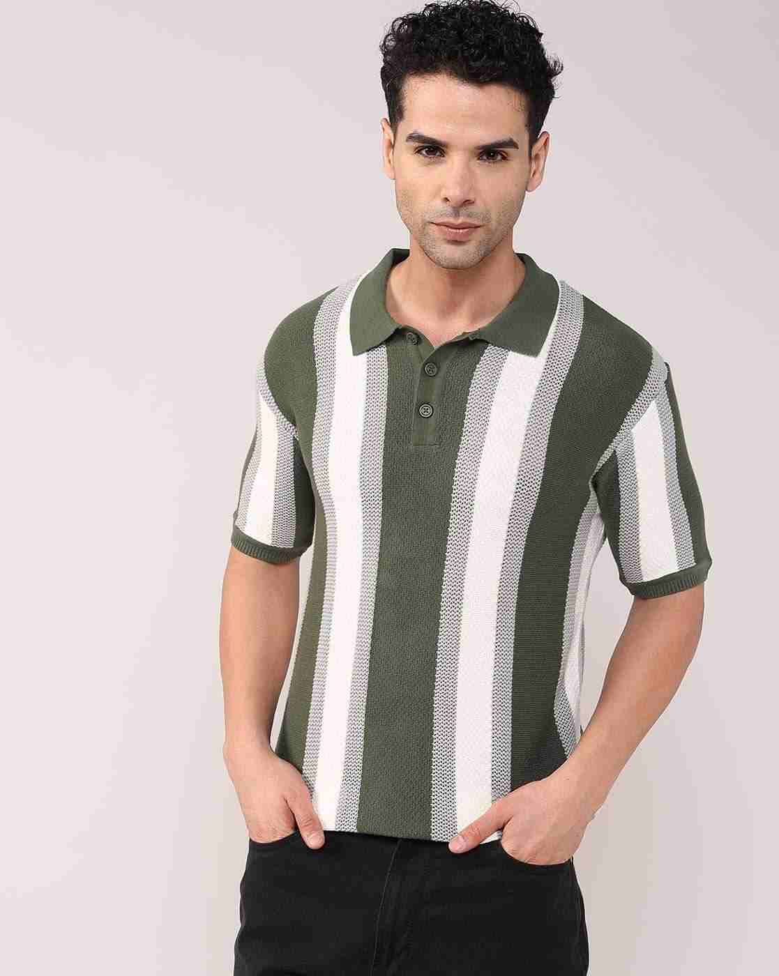 Men Striped Regular Fit Polo T-Shirt