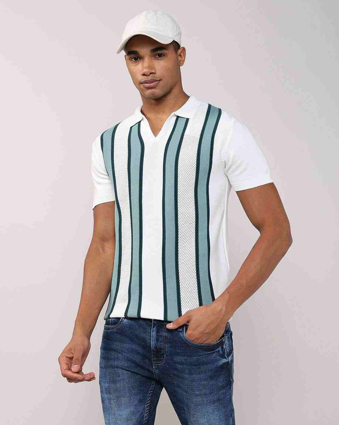 Lee Cooper | Men Striped Regular Fit Polo T-Shirt|0