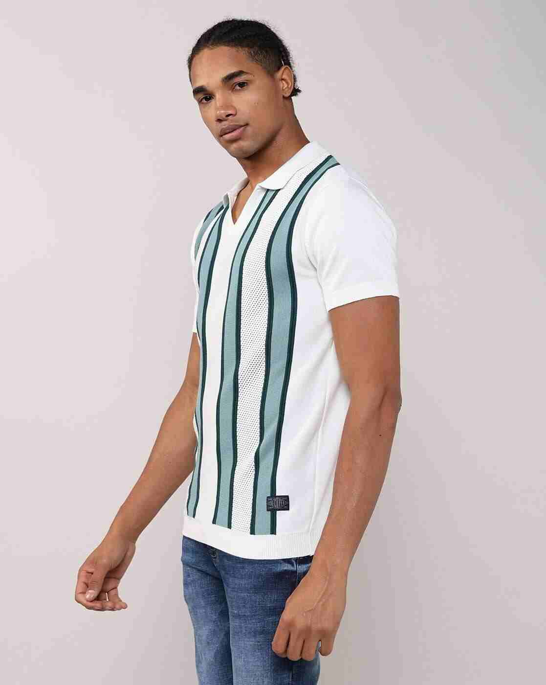 Lee Cooper | Men Striped Regular Fit Polo T-Shirt|1