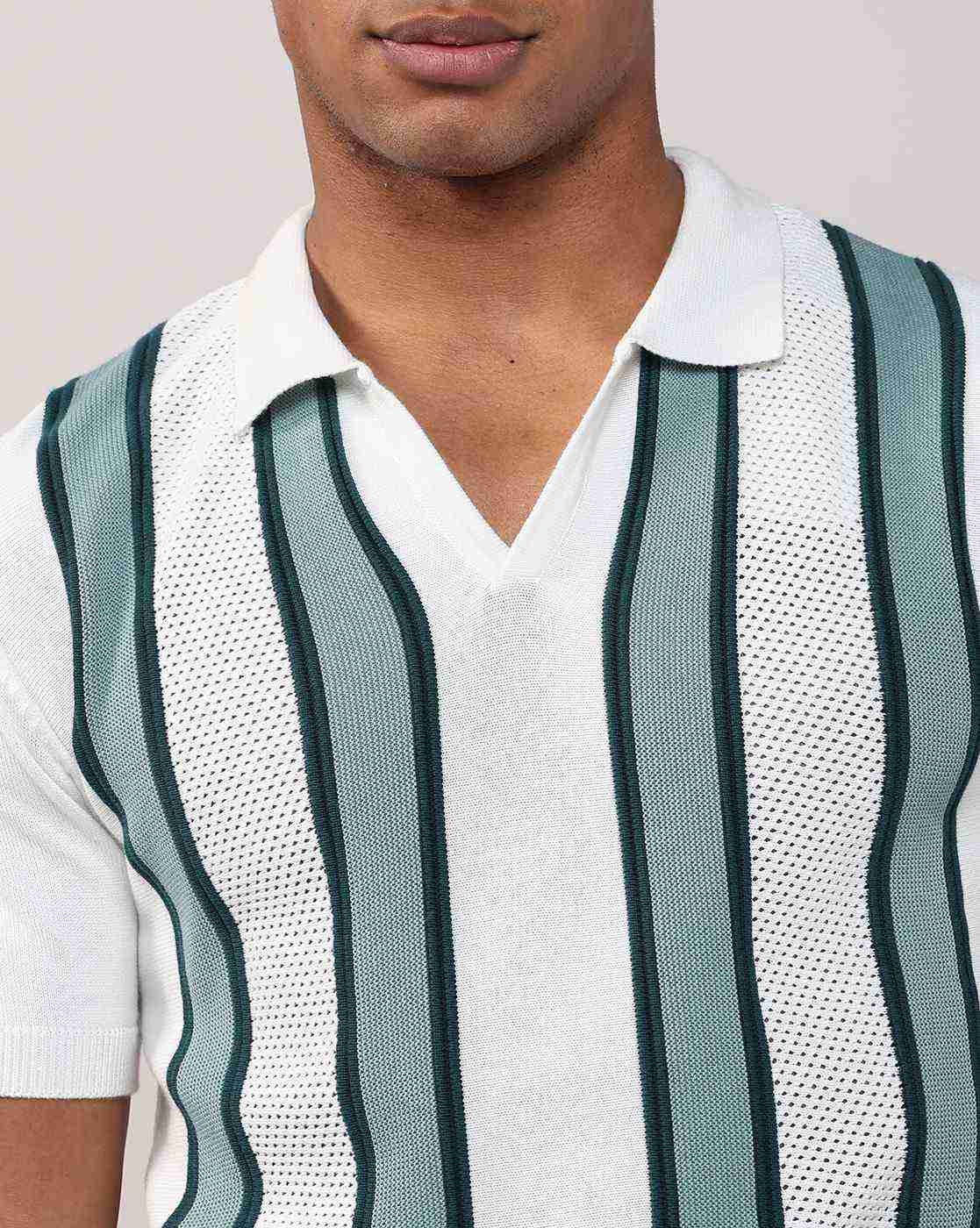 Lee Cooper | Men Striped Regular Fit Polo T-Shirt|5