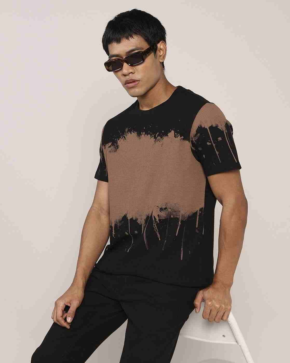 Men Tie & Dye Print Relaxed Fit Crew-Neck T-Shirt