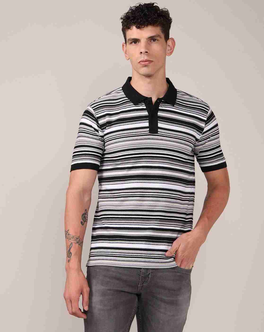 Lee Cooper | Men Striped Regular Fit Polo T-Shirt|0